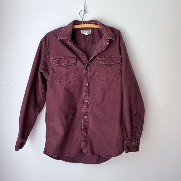 Duluth Trading Co Maroon Cotton Shirt Free Swingin Heavy Duty - Picture 1 of 5